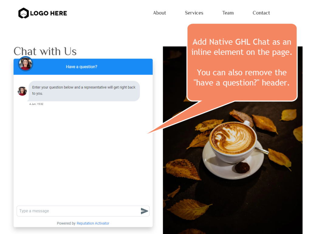 Chat Inline Form Embed Inline GHL Native Chat - The Marketer's Toolkit for Go High Level